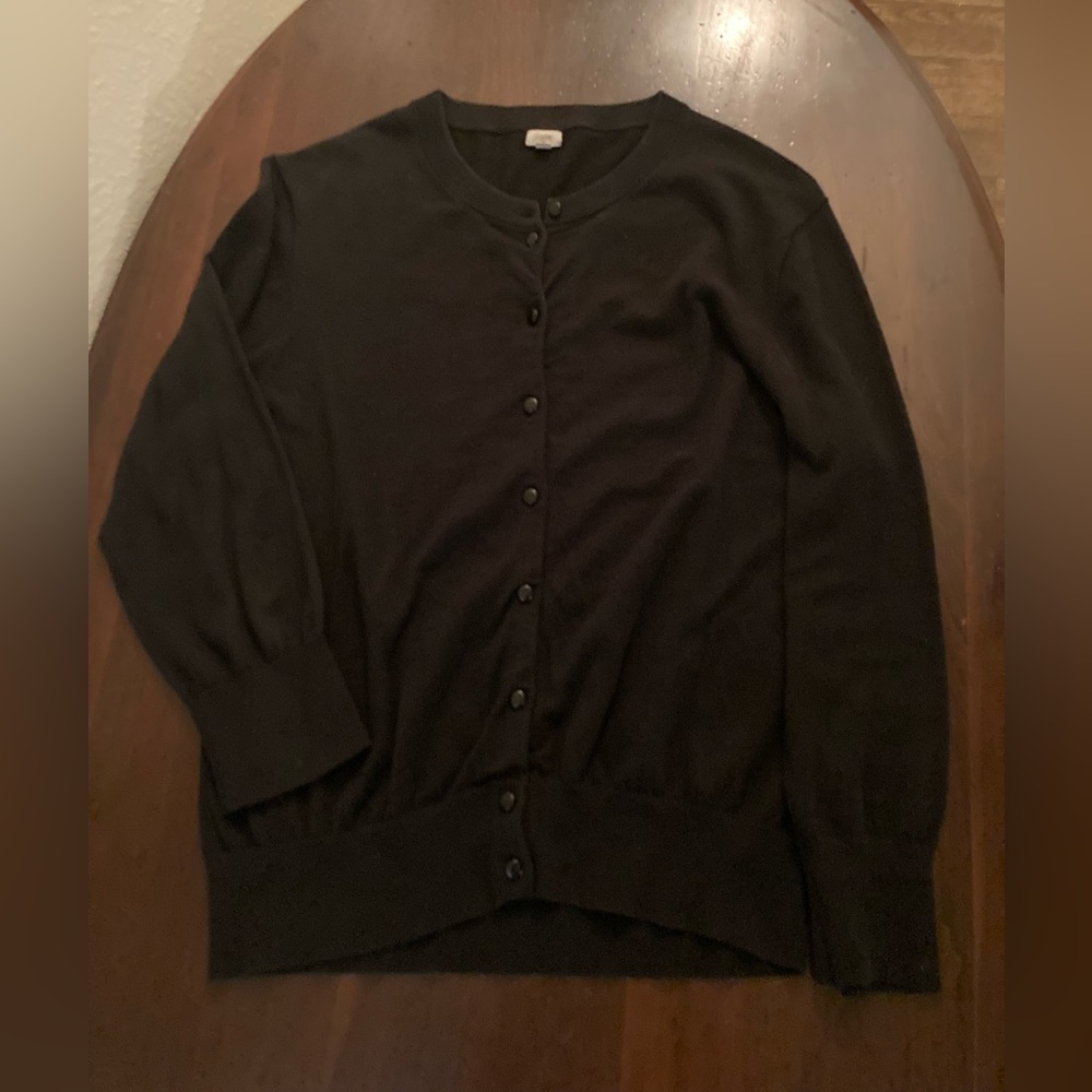 J Crew Black Button Down cardigan sweater top PERFECT Size Extra Large XL